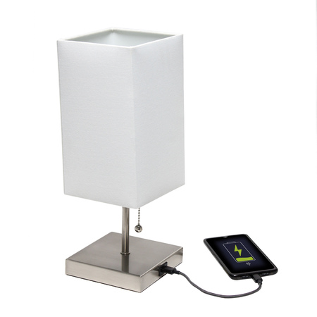 Simple Designs Simple Designs Petite Stick Lamp with USB Charging Port White LT1087-WHT